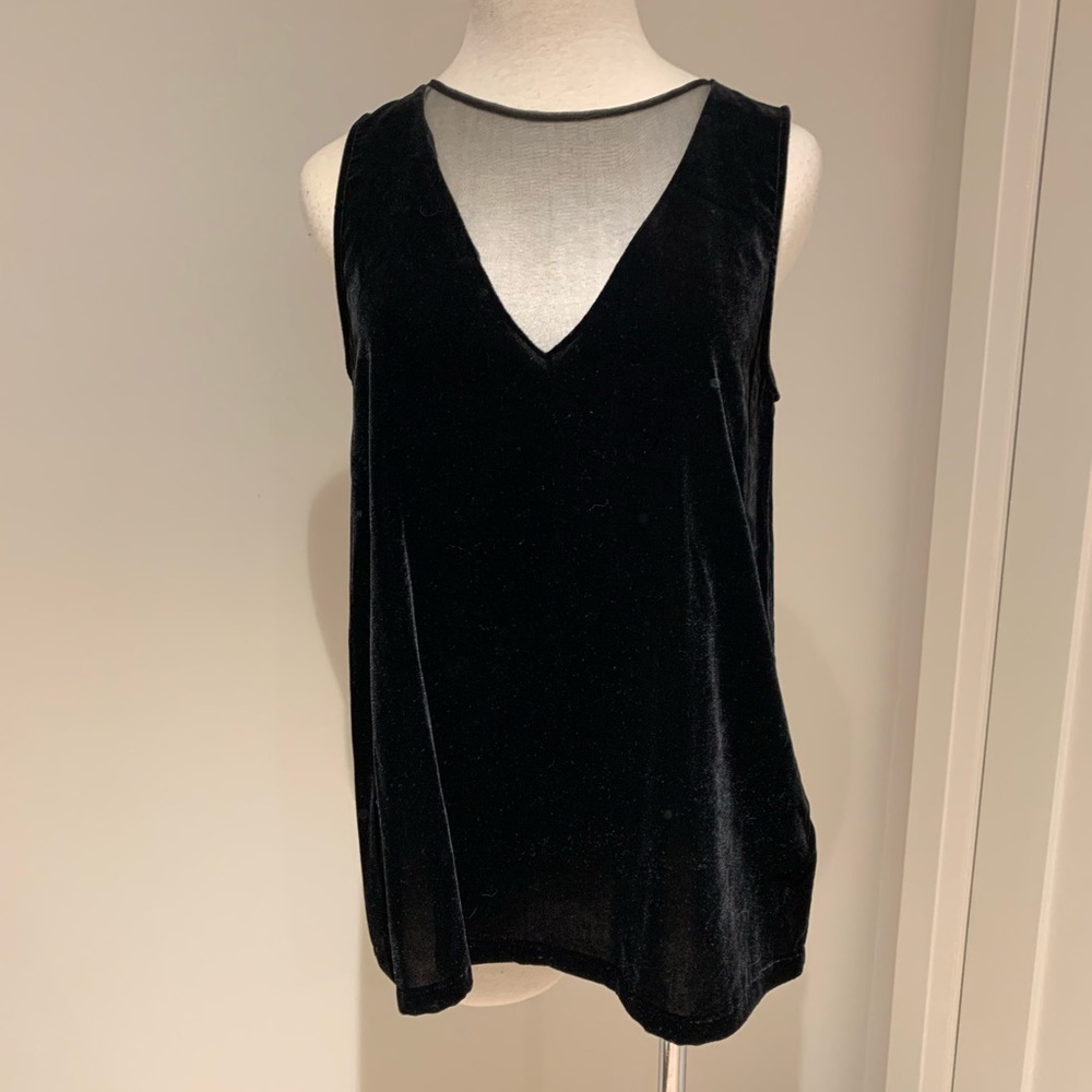 Massimo Dutti velvet sleeveless top w mesh. Sz S